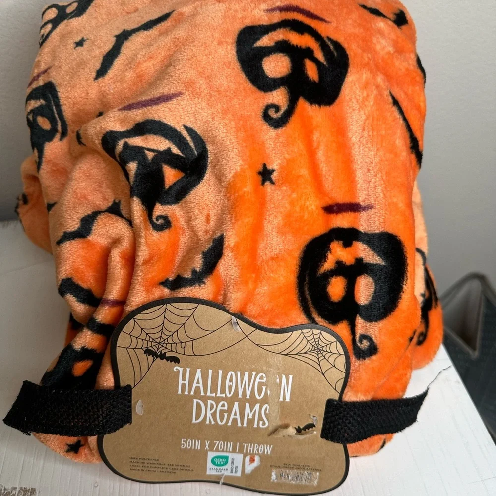 Halloween Dreams Orange Throw Blanket